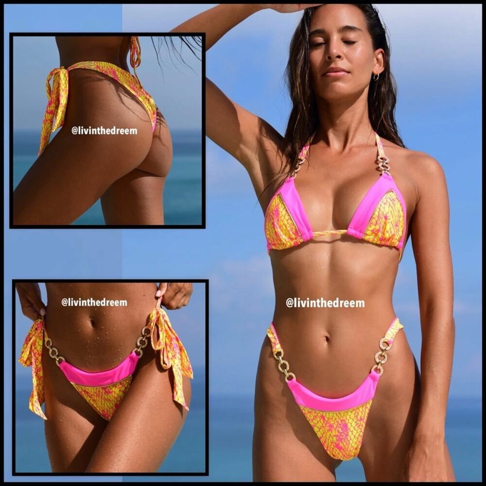 Bahimi Vegas Volt Triangle Top L & Tie Side Bottoms M  In Candy Crush $150